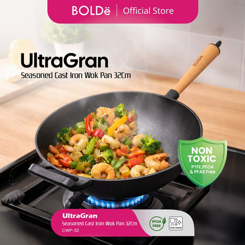 BOLDë UltraGran Cast Iron Wok 32cm