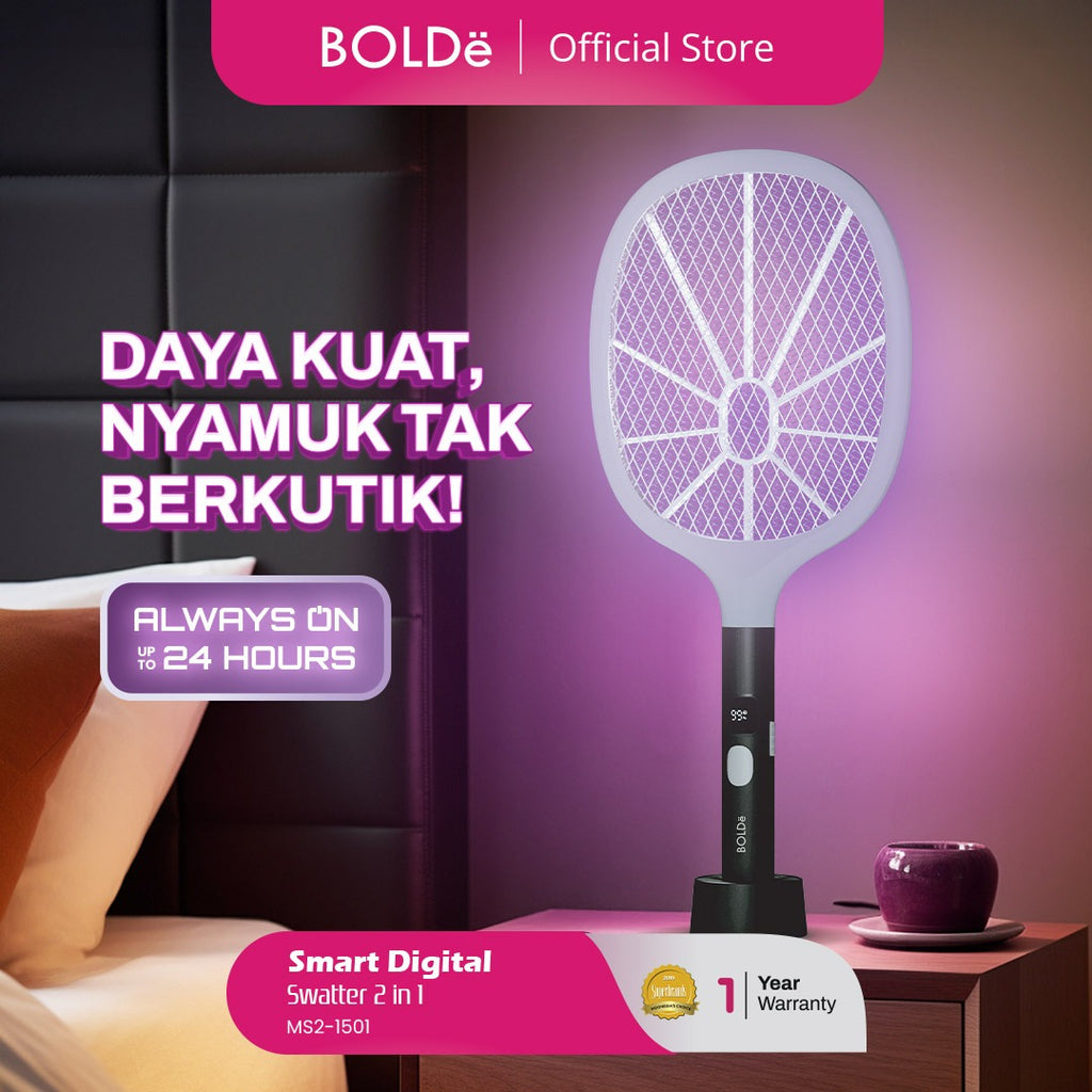 BOLDë Digital Swatter 2 in 1 (Raket Nyamuk & Serangga)