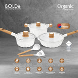 ORGANIC Crystal White Cookware 8 pcs set