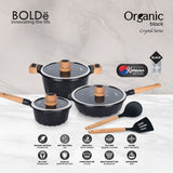 a ORGANIC Black Crystal  Cookware 8 pcs set