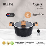 ORGANIC Black Crystal Casserole 24 cm + Glass Lid