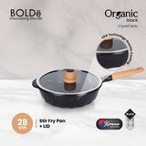 ORGANIC Black Crystal White Stir Fry PAN 24 cm + Glass Lid