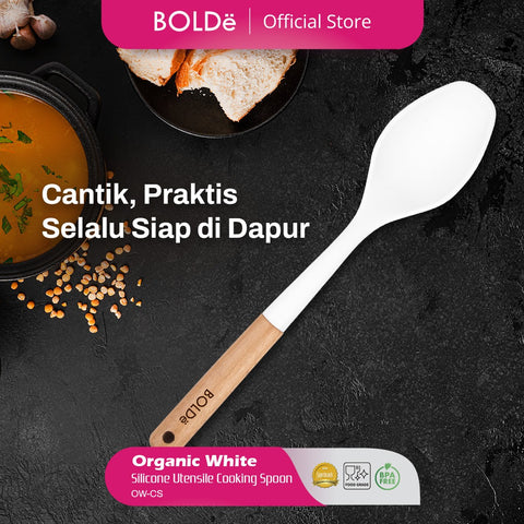 Organic White Silicone Utensil Cooking Spoon