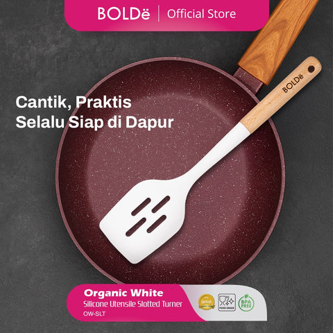Organic White Silicone Utensil Slotted Turner