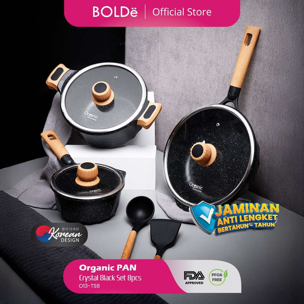 a ORGANIC Black Crystal  Cookware 8 pcs set