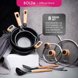 a ORGANIC Black Crystal  Cookware 8 pcs set