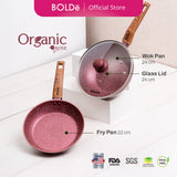 Organic Rose 3pcs set Fry Pan 22 + Wok 24