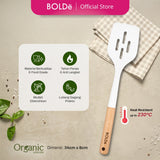 Organic White Silicone Utensil Slotted Turner