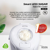 a BOLDe Smart Less Sugar Digital Rice Cooker 1L
