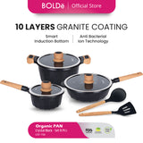 a ORGANIC Black Crystal  Cookware 8 pcs set