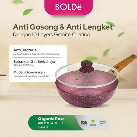 ORGANIC ROSE WOK 24 cm + Lid