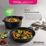 BOLDe UltraGran Seasoned Cast Iron 2 in 1 Pot 26 cm