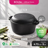 BOLDe UltraGran Seasoned Cast Iron 2 in 1 Pot 26 cm