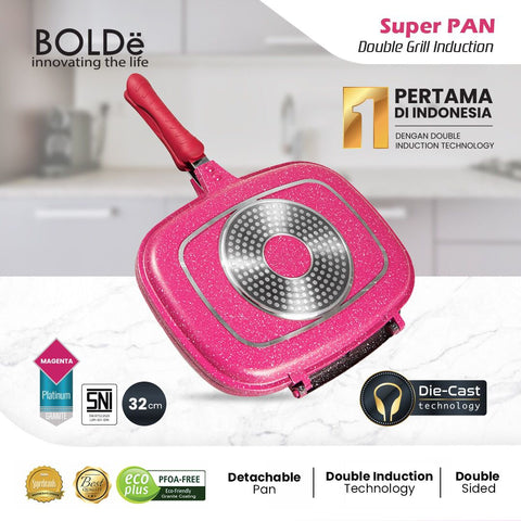 Super PAN Granite 32 cm Double Grill PAN INDUKSI