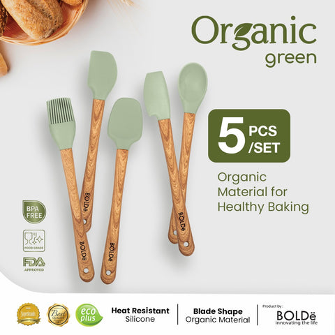 Organic Green Baked Silicone Utensil 5pcs set (Baking Set)