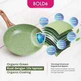 Organic Green 3pcs set Fry Pan 22 + Wok 24