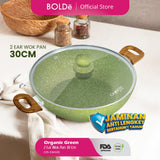 Organic Green 2-Ear Wok 30 cm + LID