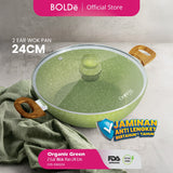 Organic Green 2-Ear Wok 24 cm + LID