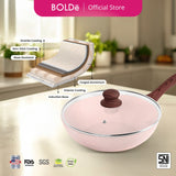 WOK ( WAJAN ) 26 cm + GLASS LID GRANITE BEIGE SERIES