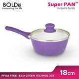 Sauce PAN 18 cm + glass lid, Granite Purple Series