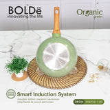 ORGANIC GREEN WOK PAN 24 cm + Glass Lid