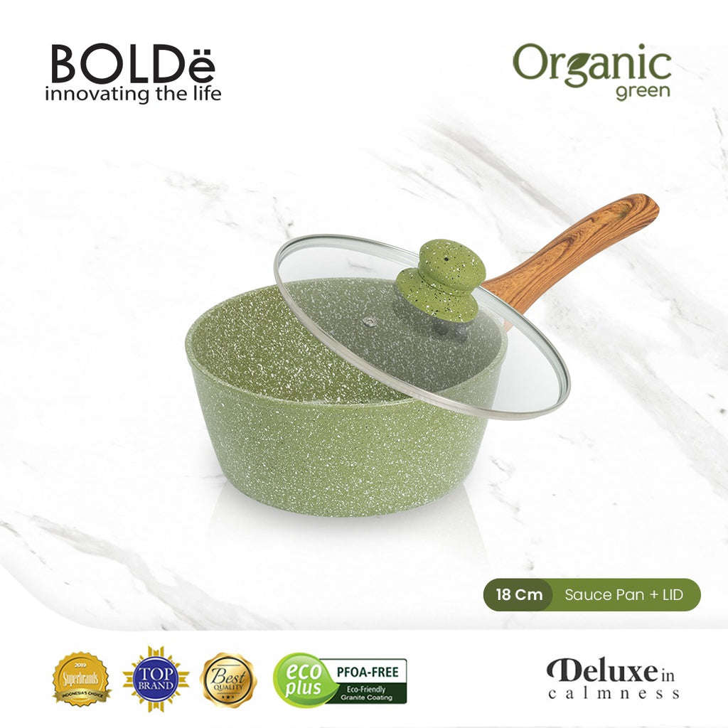 ORGANIC GREEN Sauce Pan + Lid 18cm