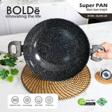 Super PAN WOK ( WAJAN ) 30 cm + GLASS LID,  BLACK DARK KNIGHT