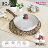 WOK ( WAJAN ) 26 cm + GLASS LID GRANITE BEIGE SERIES