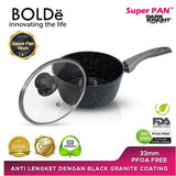 Sauce PAN 18 cm + glass lid, Granite BLACK Series