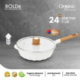 ORGANIC Crystal White Stir Fry PAN 24 cm + Glass Lid